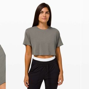 NWT Lululemon All Yours Crop Tee Grey Sage